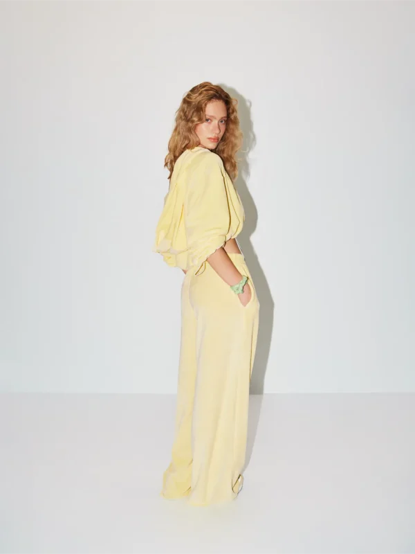 Lemon Velour Palazzo Tracksuit