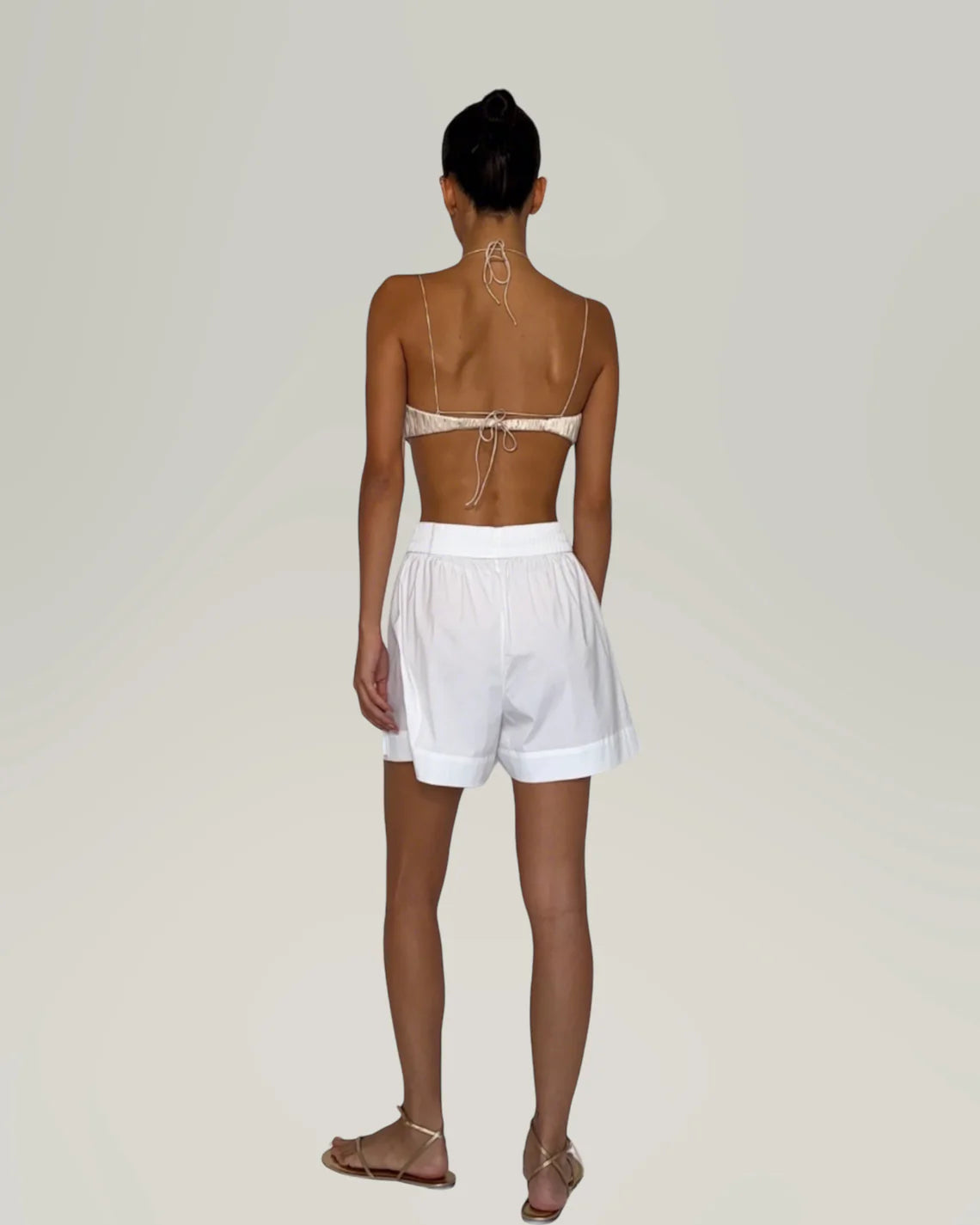 Rhea silk satin top white