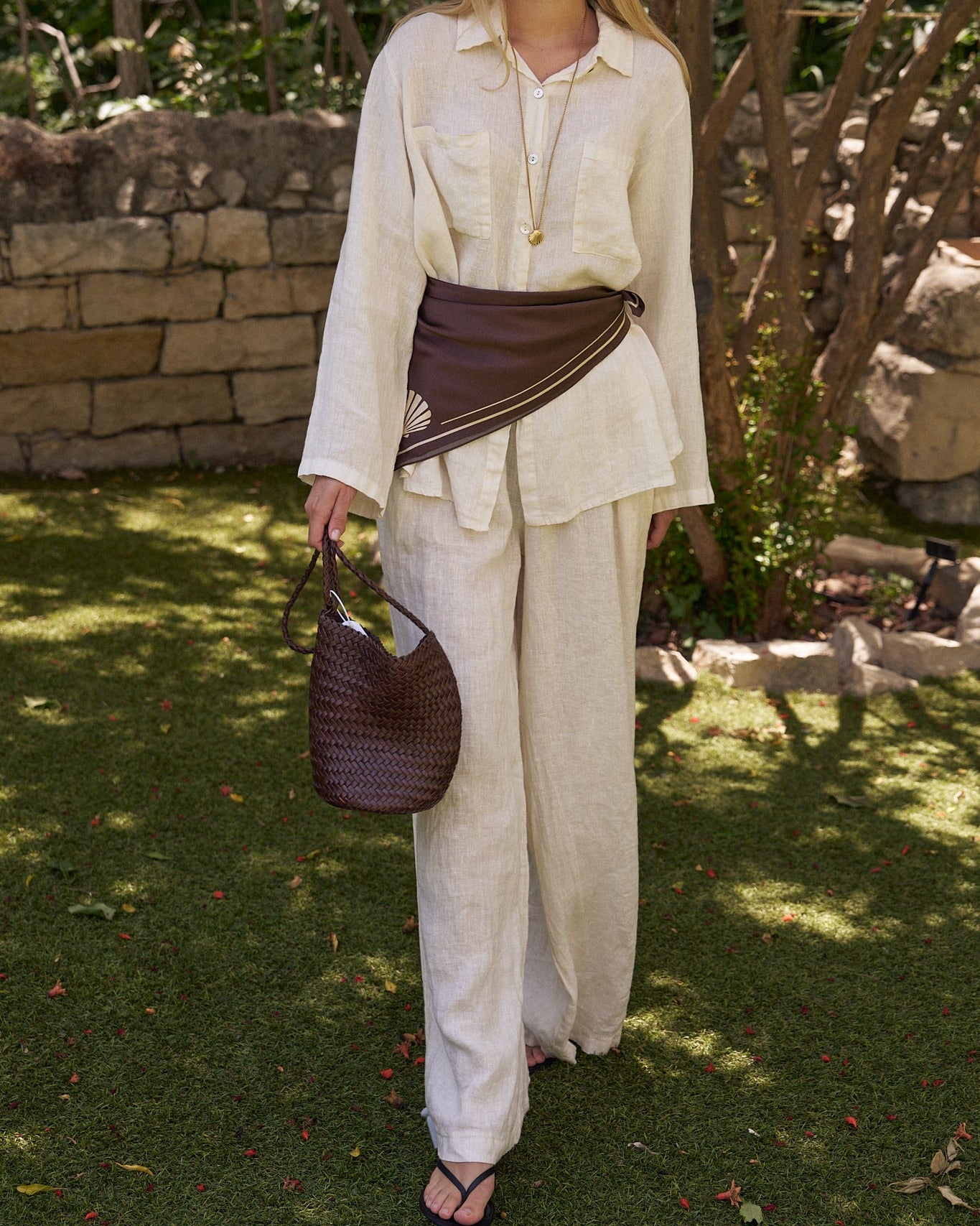 Milk Linen Wide Leg Pants for Women – High Waist Lightweight Summer Trousers