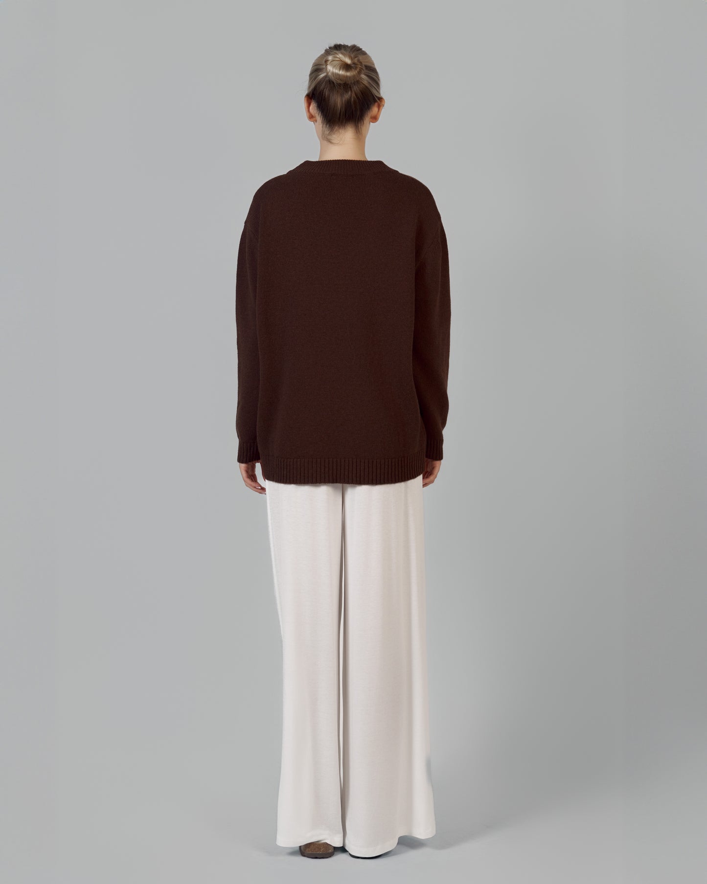 KNITTED SWEATER MERINO WOOL, CASHMERE CHOCOLATE