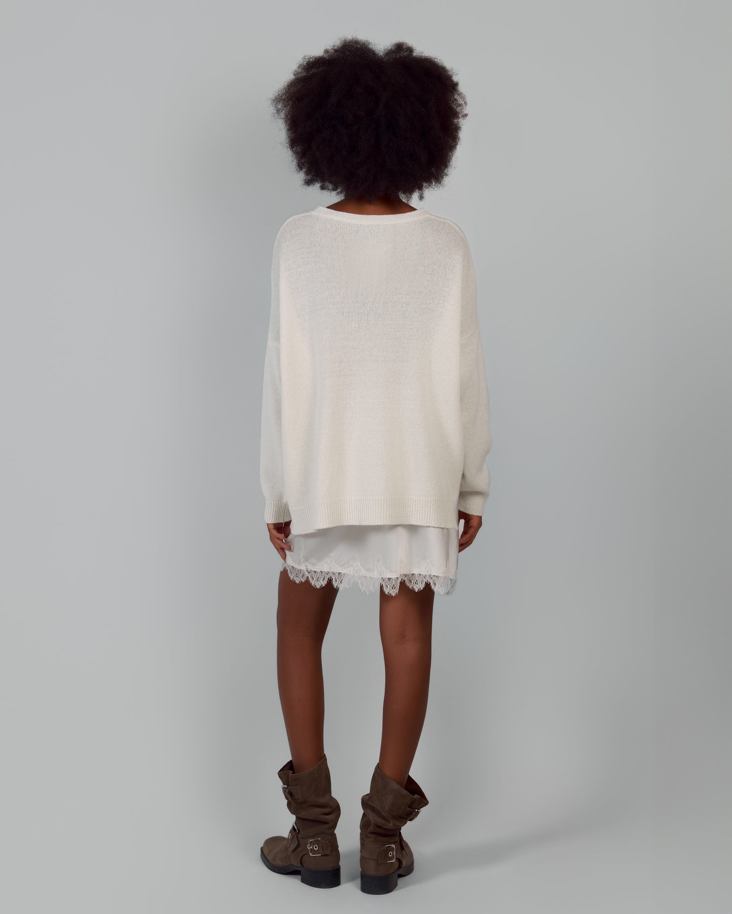 KNITTED SWEATER MERINO WOOL, CASHMERE IVORY