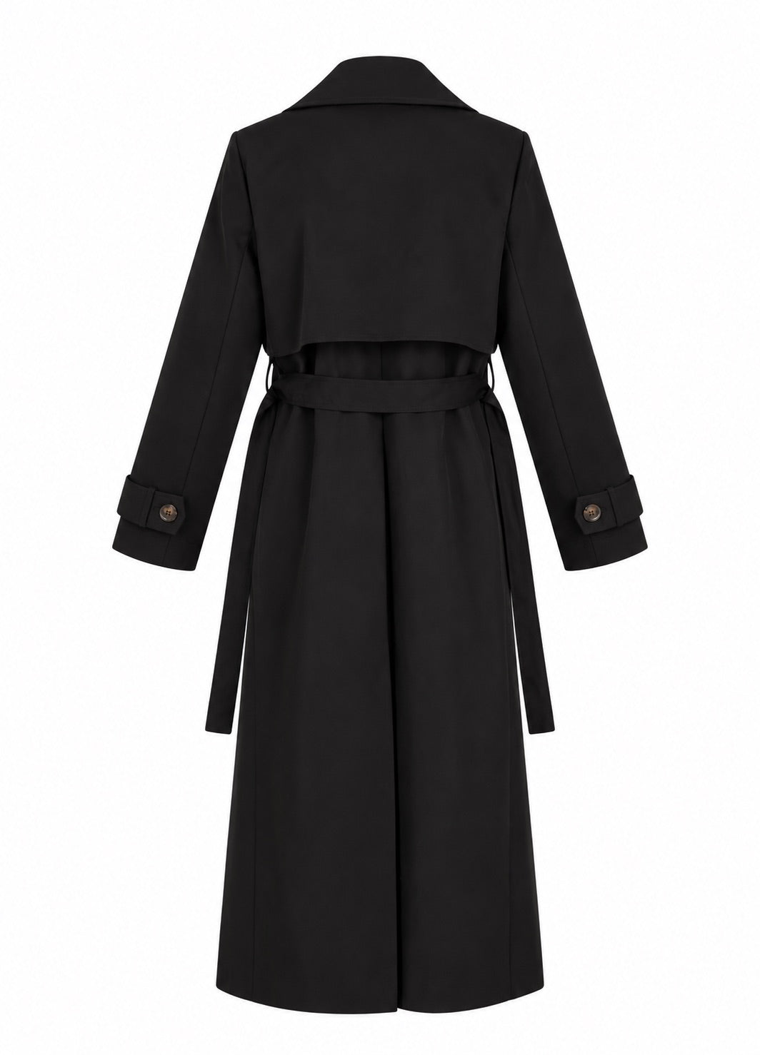 LONG BELTED TRENCH COAT BLACK