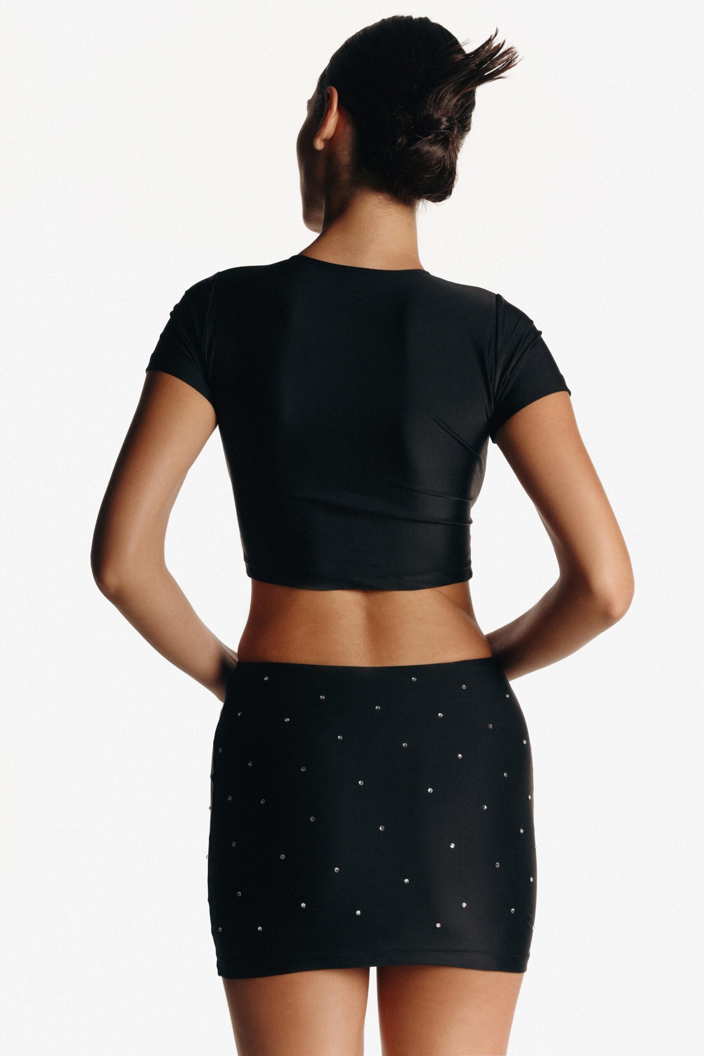 CRYSTAL SKIRT AND TOP SET BLACK