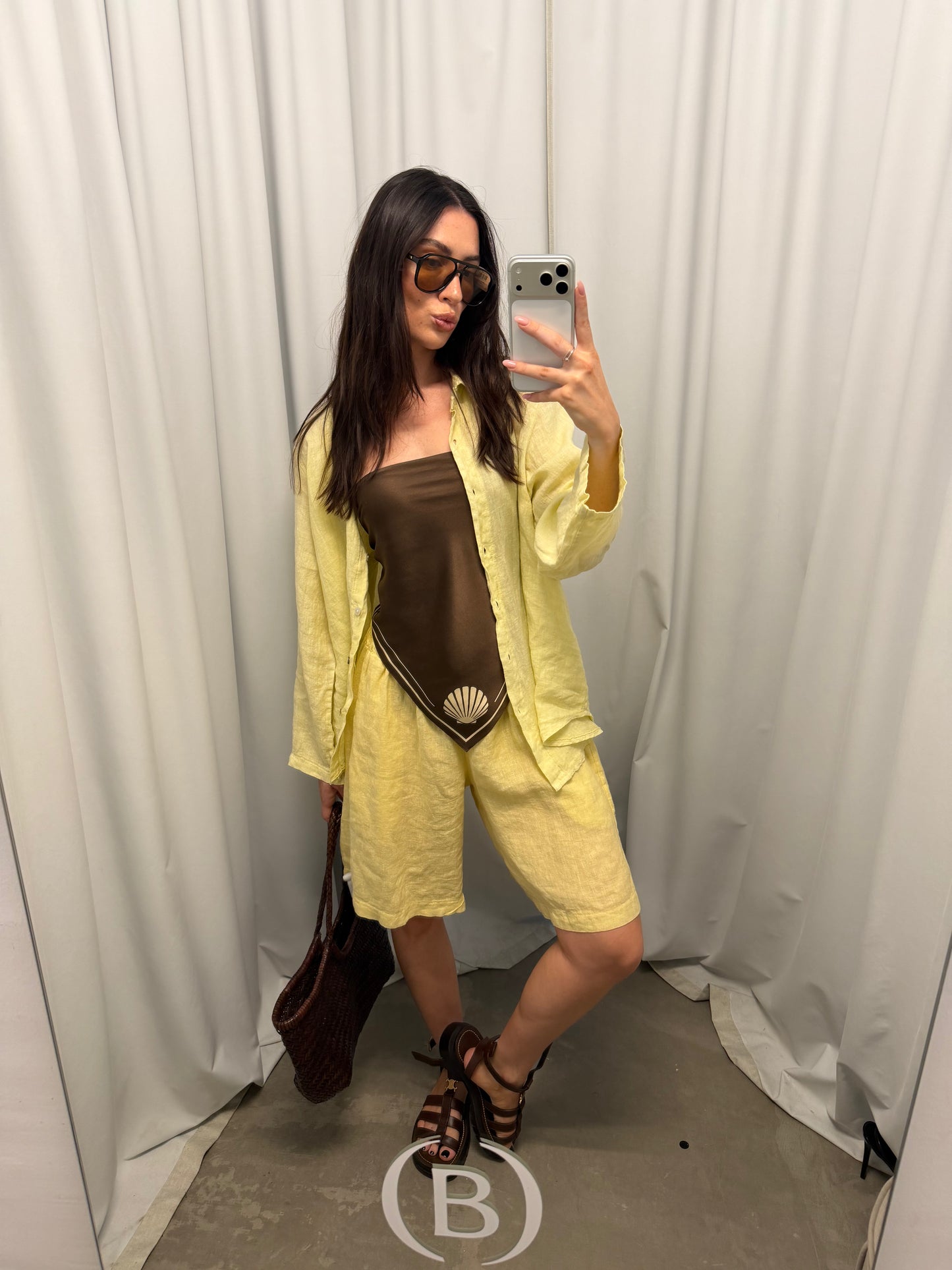 Yellow Linen Shorts for Women – High Waist Lightweight Breathable Summer Shorts