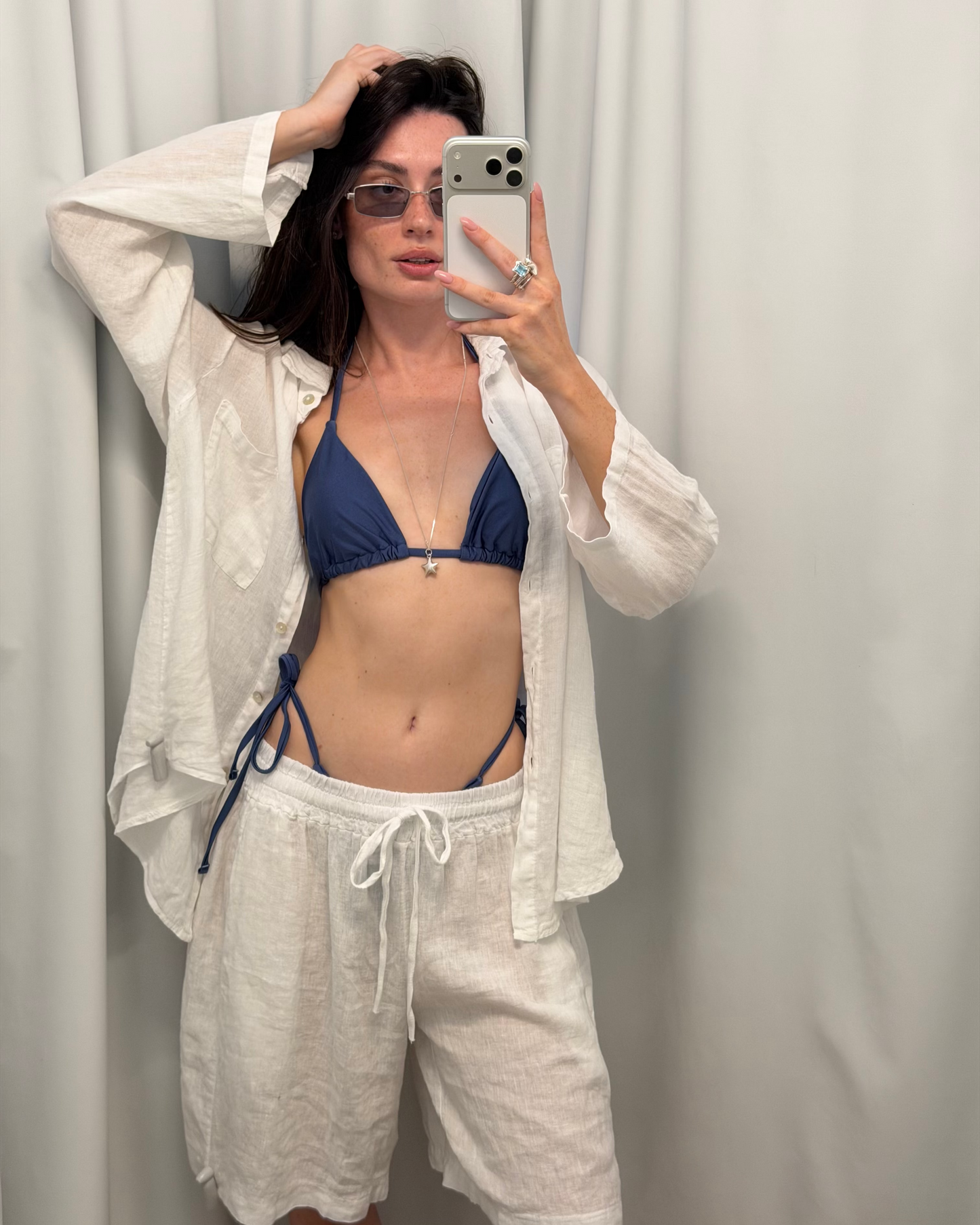 White Linen Shorts for Women – High Waist Lightweight Breathable Summer Shorts