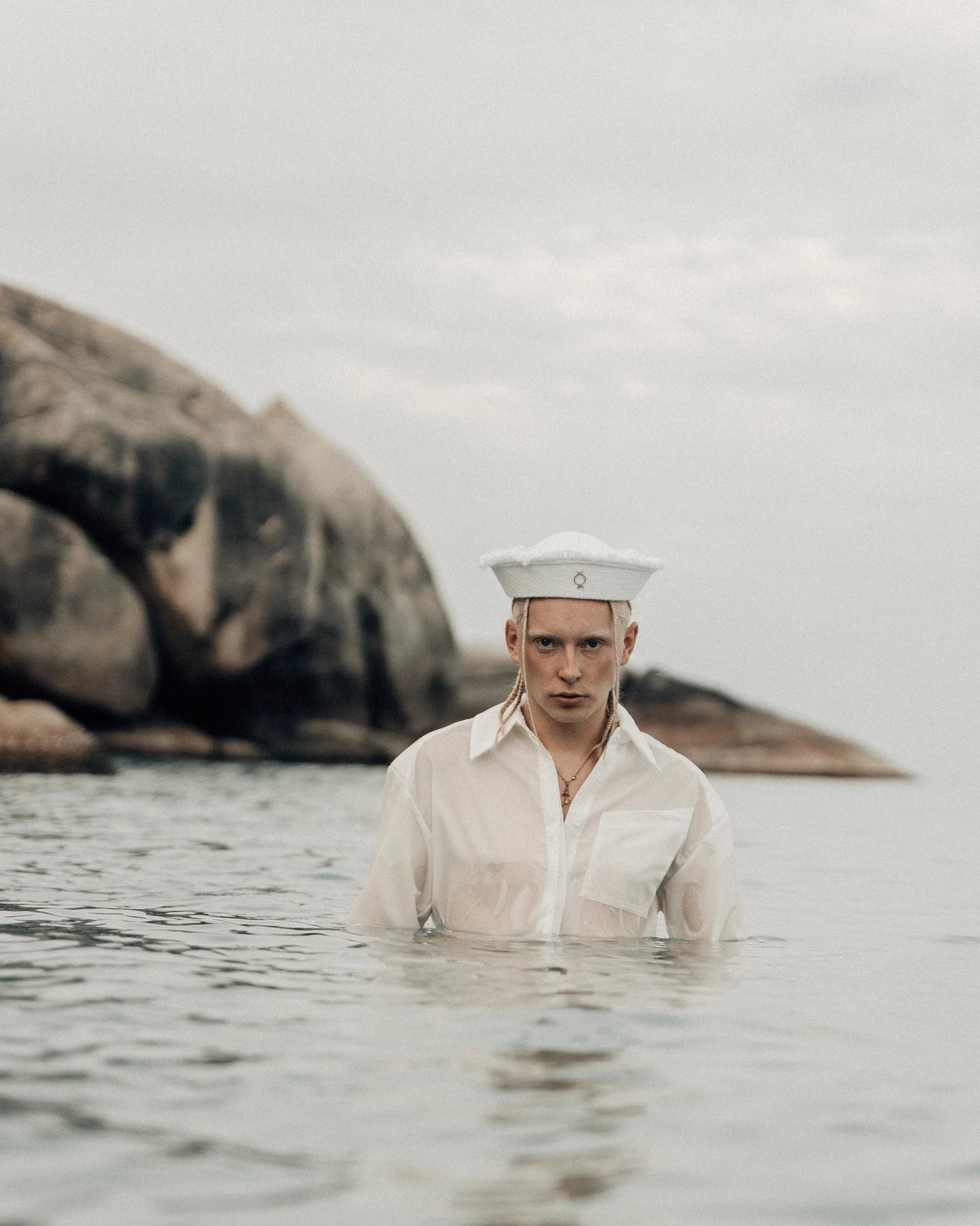 White tweed sea hat