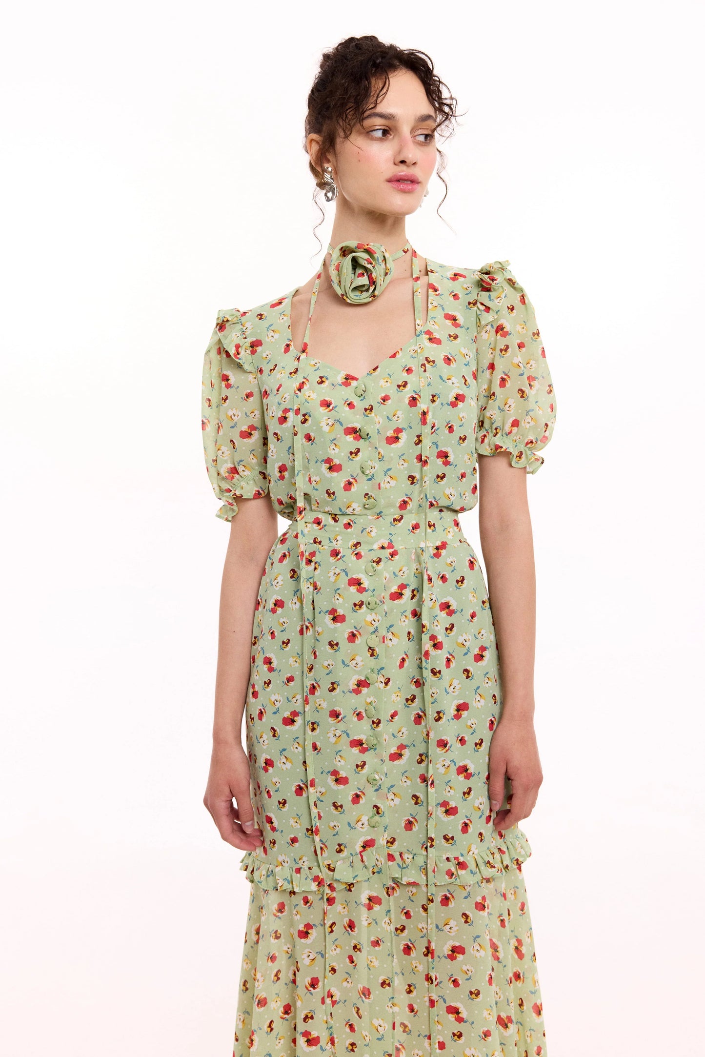Agatha green print dress