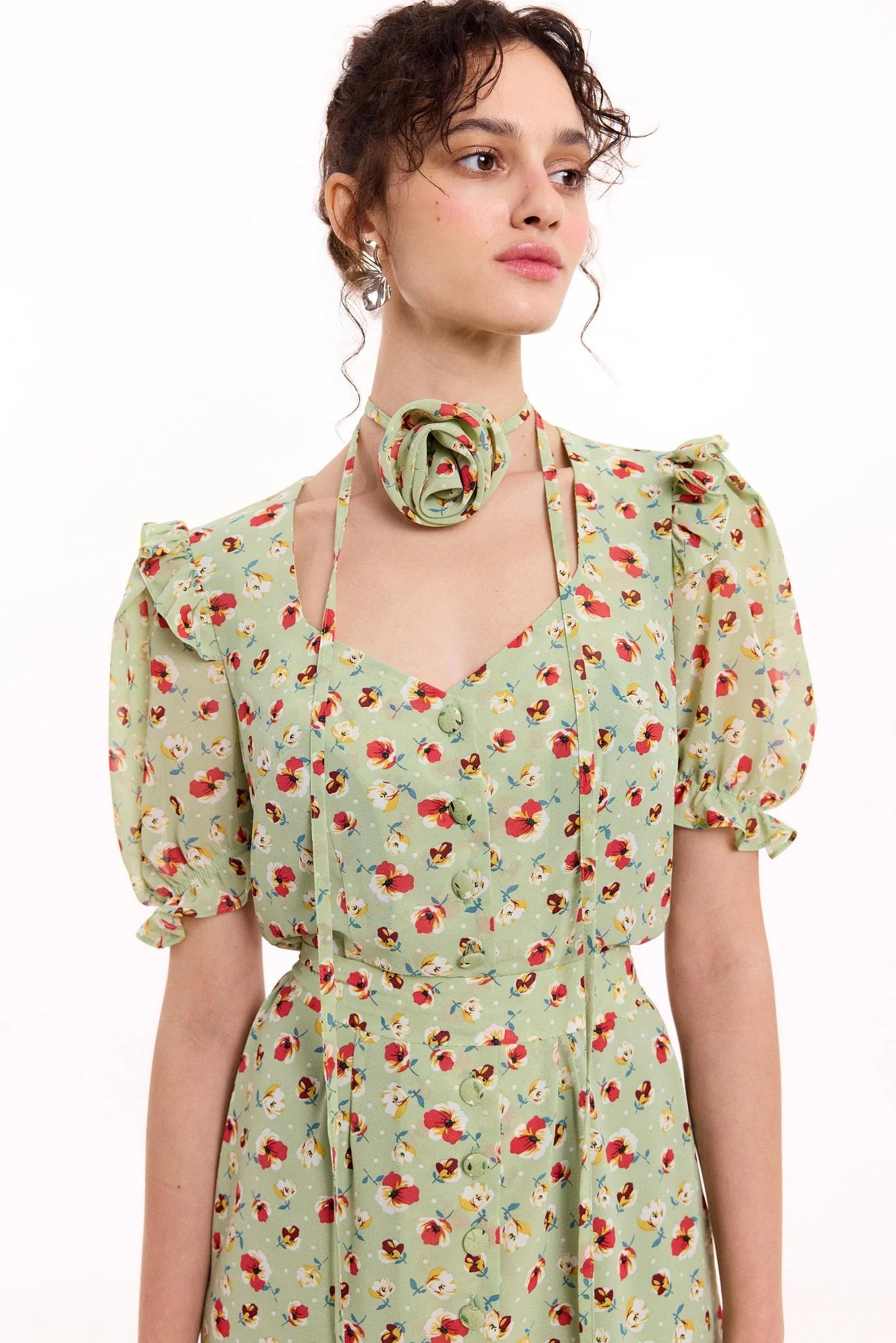 Agatha green print dress