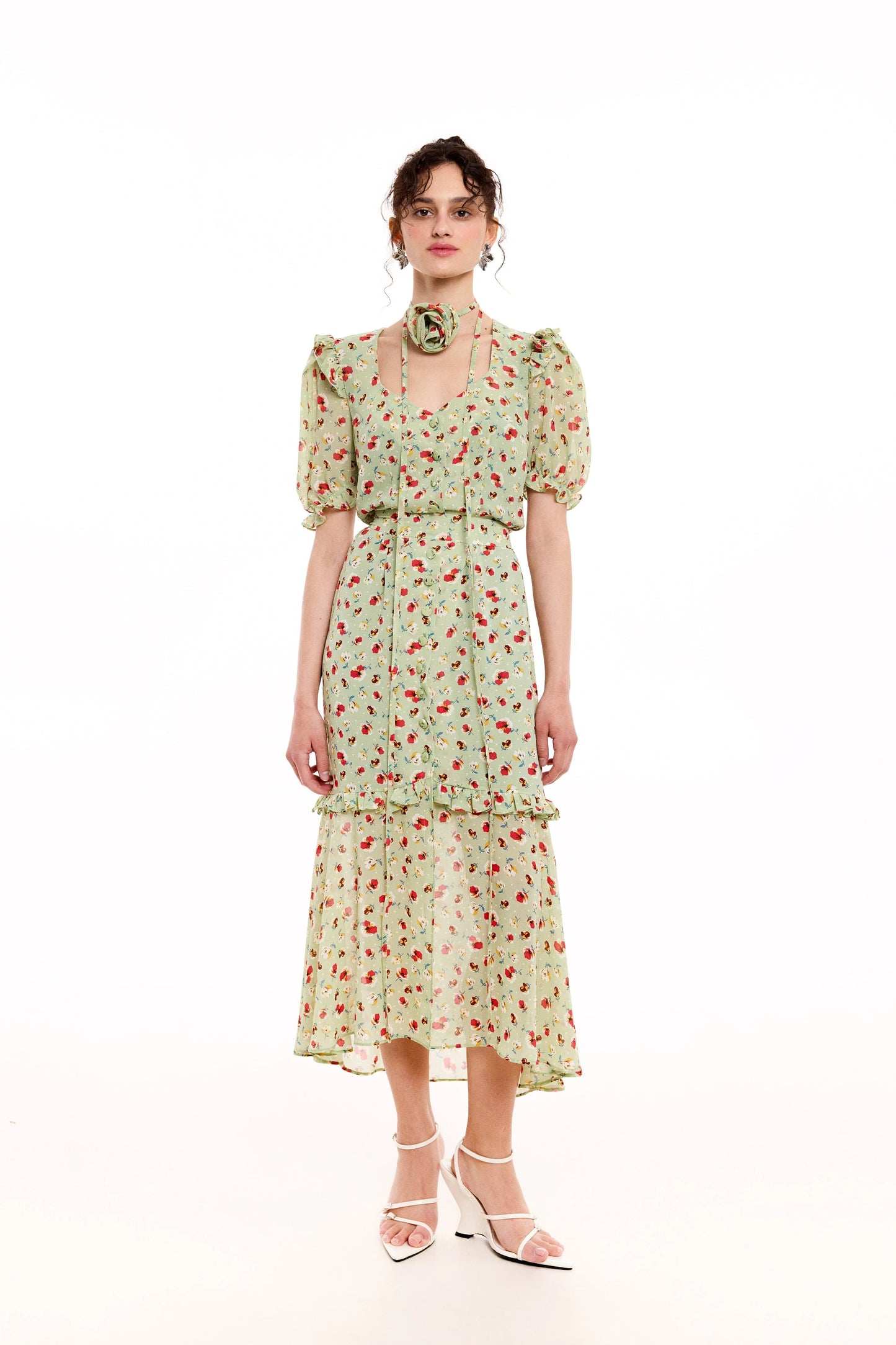 Agatha green print dress