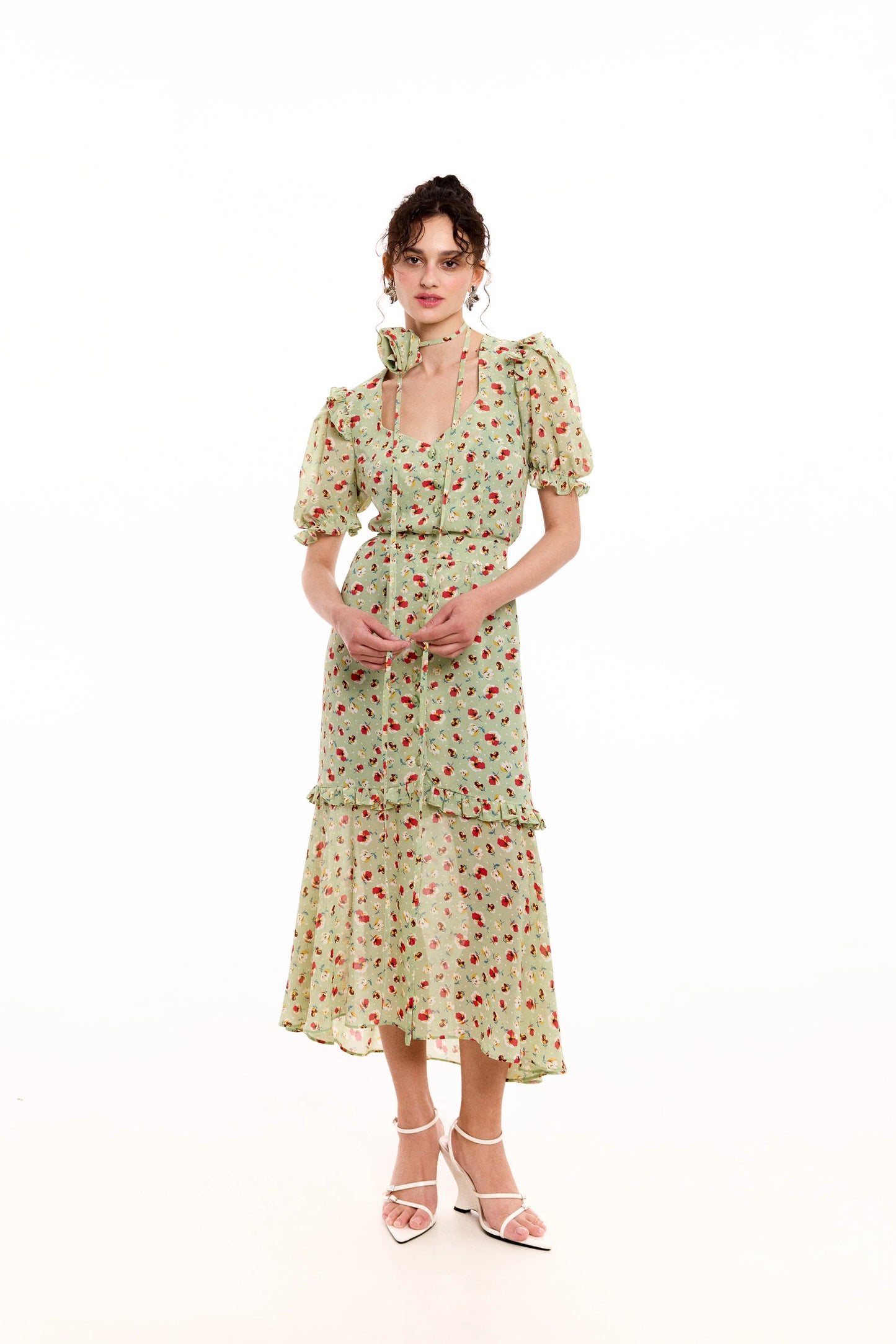 Agatha green print dress
