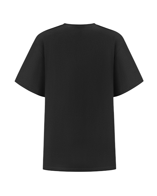 COTTON T-SHIRT WITH PLEATED DECOR BLACK
