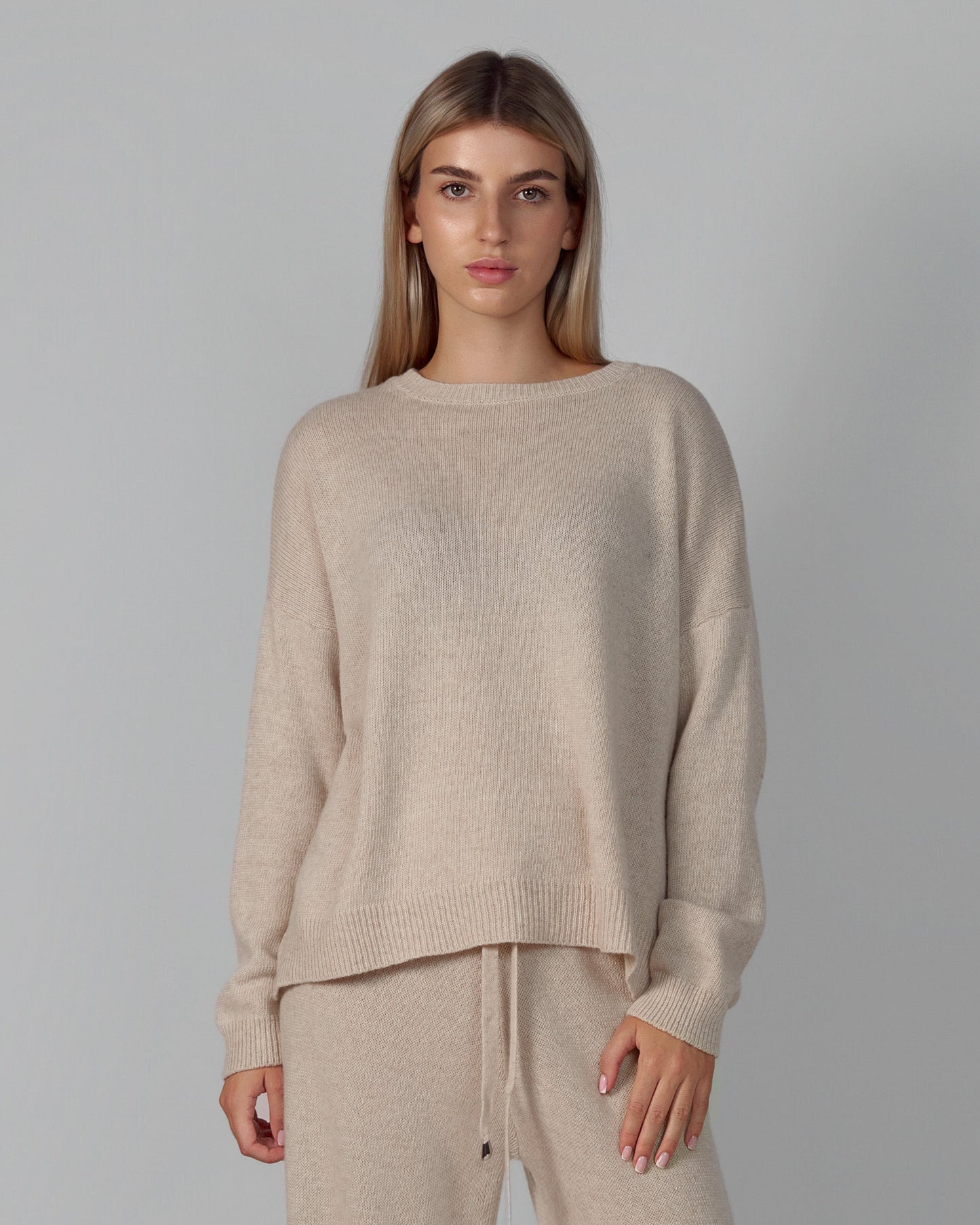 KNITTED SWEATER MERINO WOOL, CASHMERE BEIGE