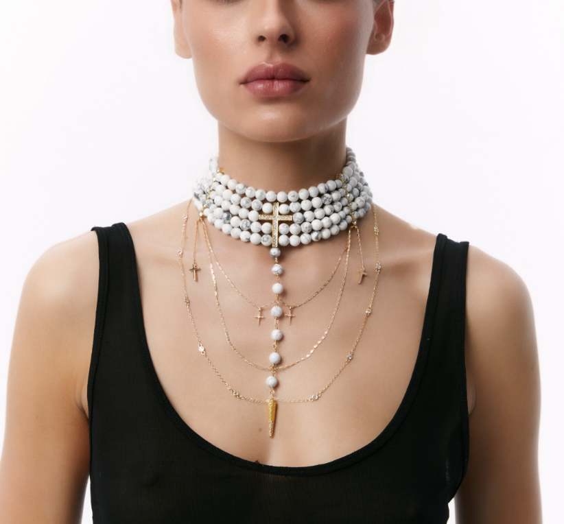 "INNOCENT" NECKLACE MARBLE WITH GOLDEN