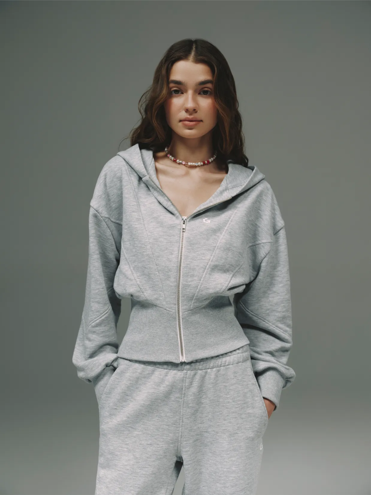 Grey Melange Corset Tracksuit
