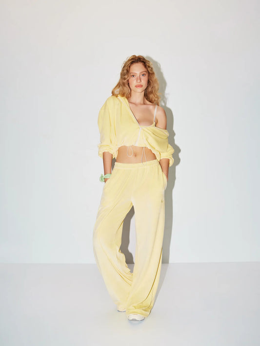 Lemon Velour Palazzo Tracksuit