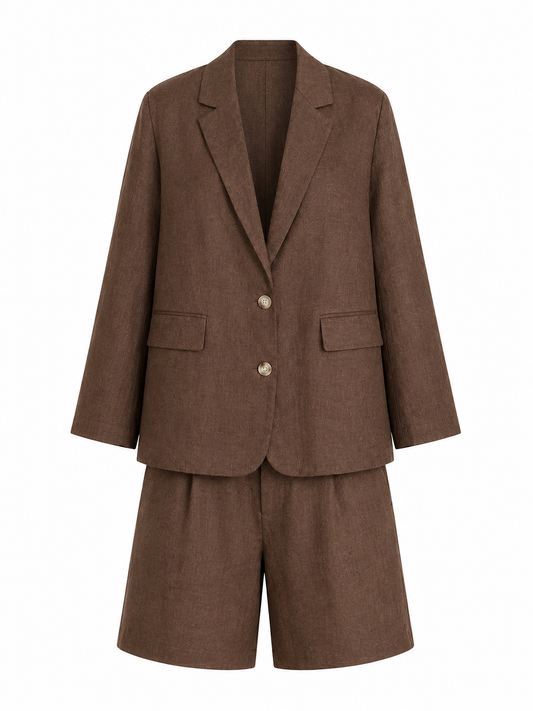 Linen Classic Suit Brown – Lightweight Breathable Summer Set
