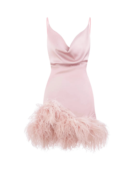 PARADISE BIRD MINI DRESS IN OPAL ROSE