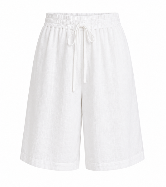 White Linen Shorts for Women – High Waist Lightweight Breathable Summer Shorts
