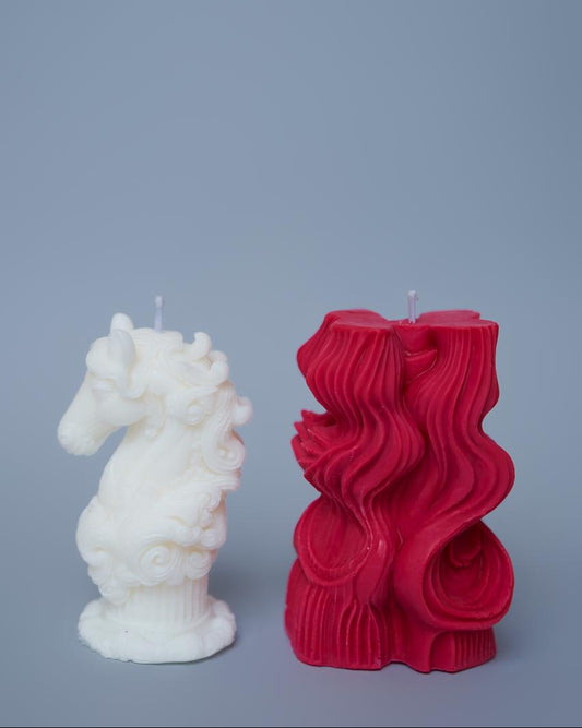 Set of 2 Handmade Figured Candles – Decorative Holiday Gift Set