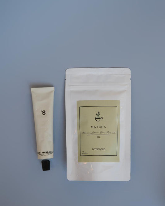GIFT SET of Hand Cream 30ml & BOTANIQUE Matcha 50g