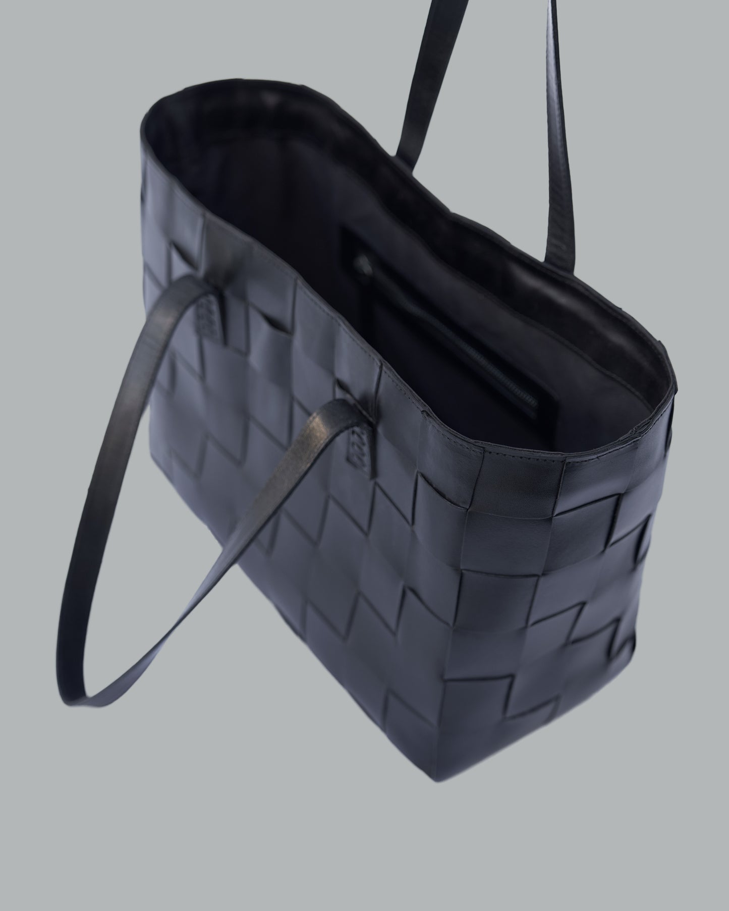 Leather handmade tote bag black