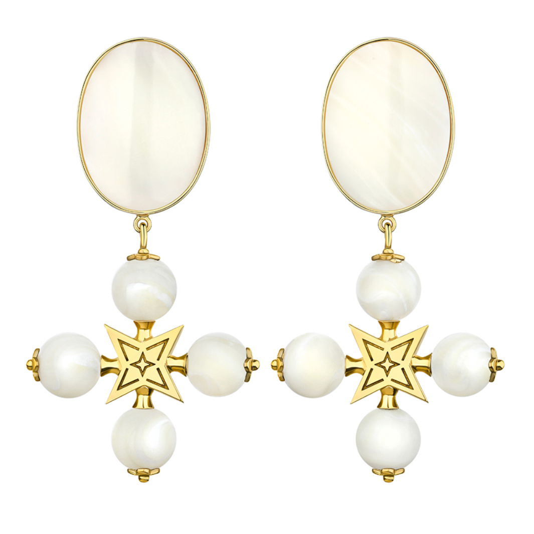 "DESERT ROSE" CLIP EARRINGS WHITE