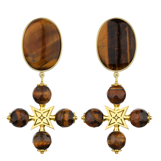 "DESERT ROSE" CLIP EARRINGS BROWN