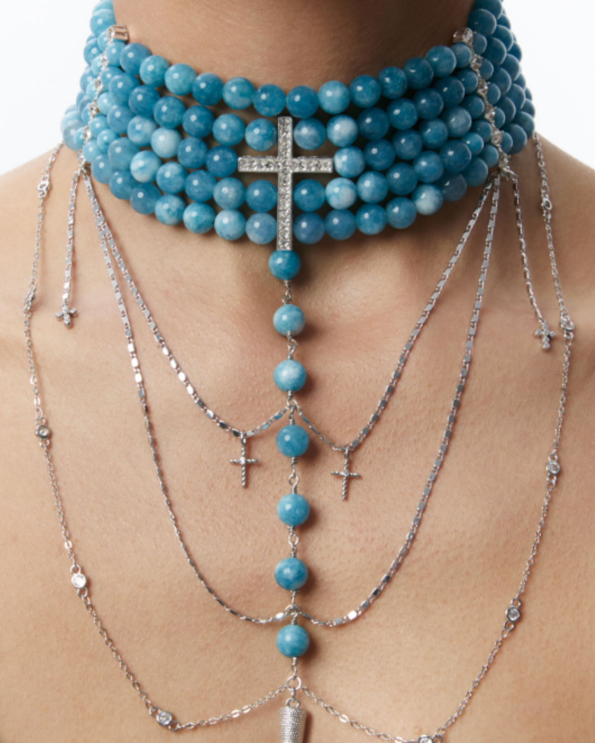 "INNOCENT CLASSIC" NECKLACE BLUE WITH SILVER