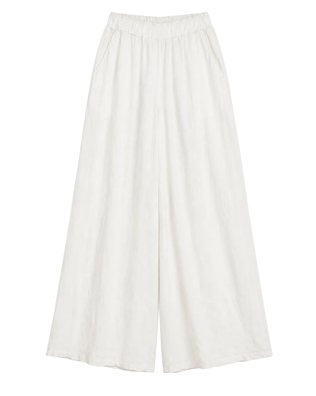 White Linen Wide Leg Pants for Women – High Waist Lightweight Summer Trousers