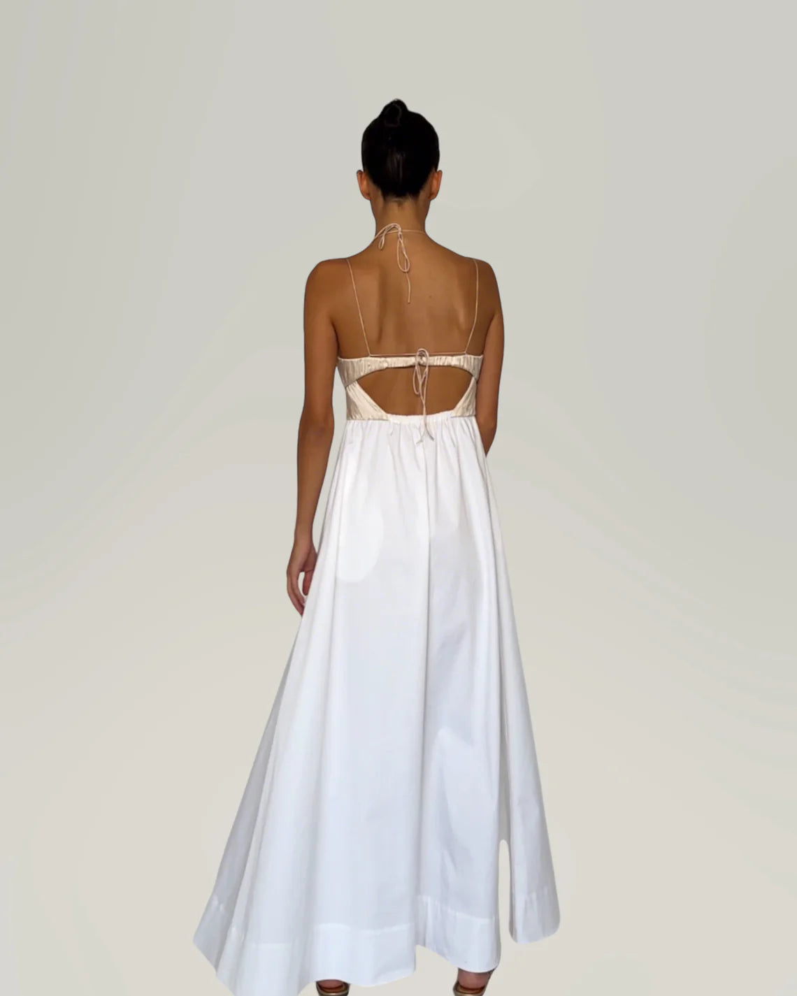 Rhea satin cotton dress white