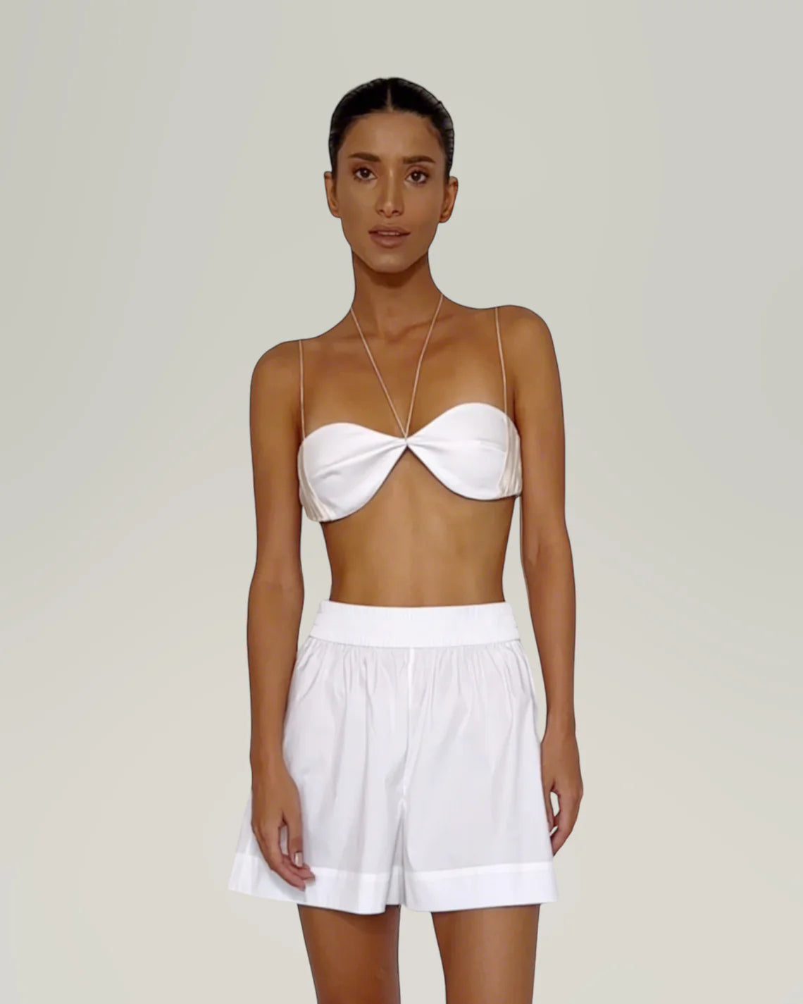 Rhea silk satin top white