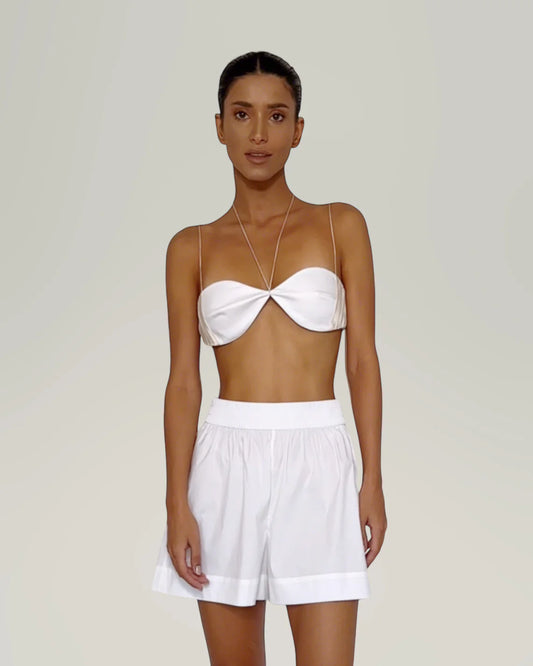 Rhea silk satin top white