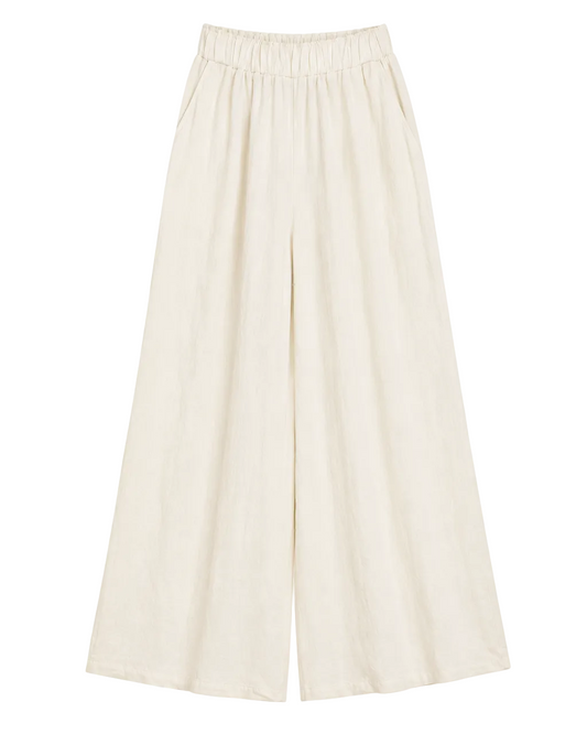 Milk Linen Wide Leg Pants for Women – High Waist Lightweight Summer Trousers