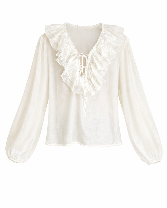RUFFLED BLOUSE MILKY COLOR