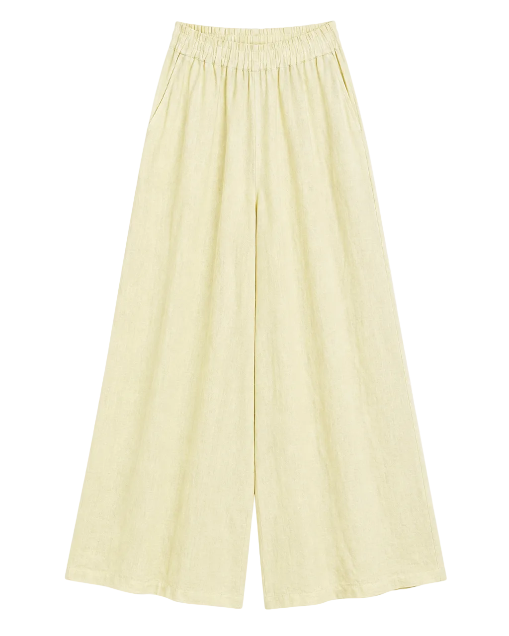Yellow Linen Wide Leg Pants for Women – High Waist Lightweight Summer Trousers
