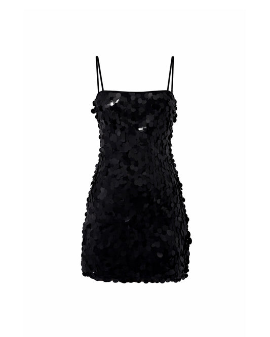 BLACK SPARKLE MINI DRESS