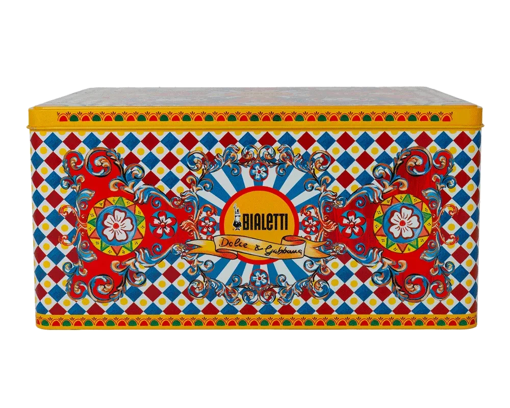 BOX MOKA SMALL + 2 PORCELAIN CUPS & 2 GOLDEN STIRRERS BIALETTI DOLCE&GABBANA