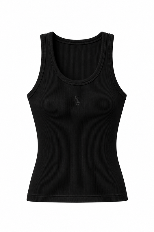BLACK TANK TOP LOGO BOTANIQUE