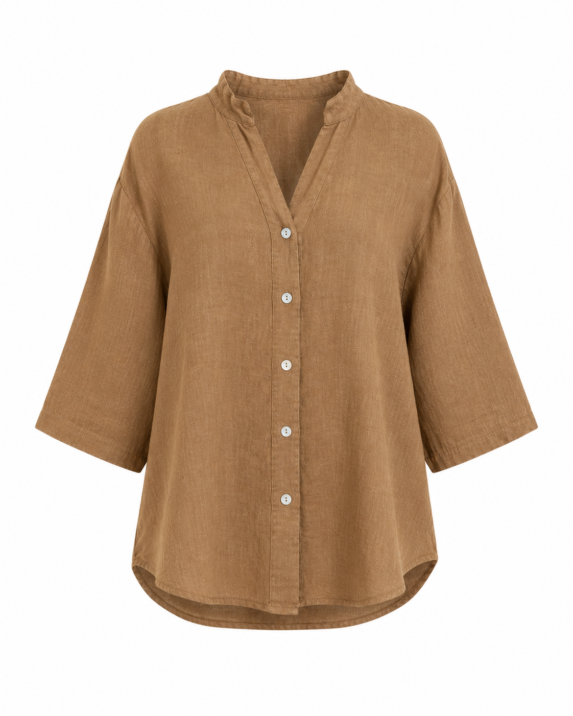 Camel Linen Shirt for Women Relaxed Fit – Lightweight Breathable Summer Blouse