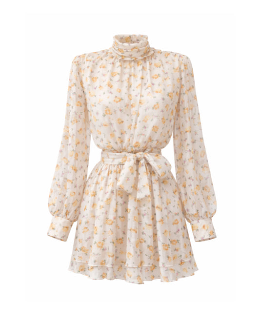 FLORAL YELLOW MINI DRESS