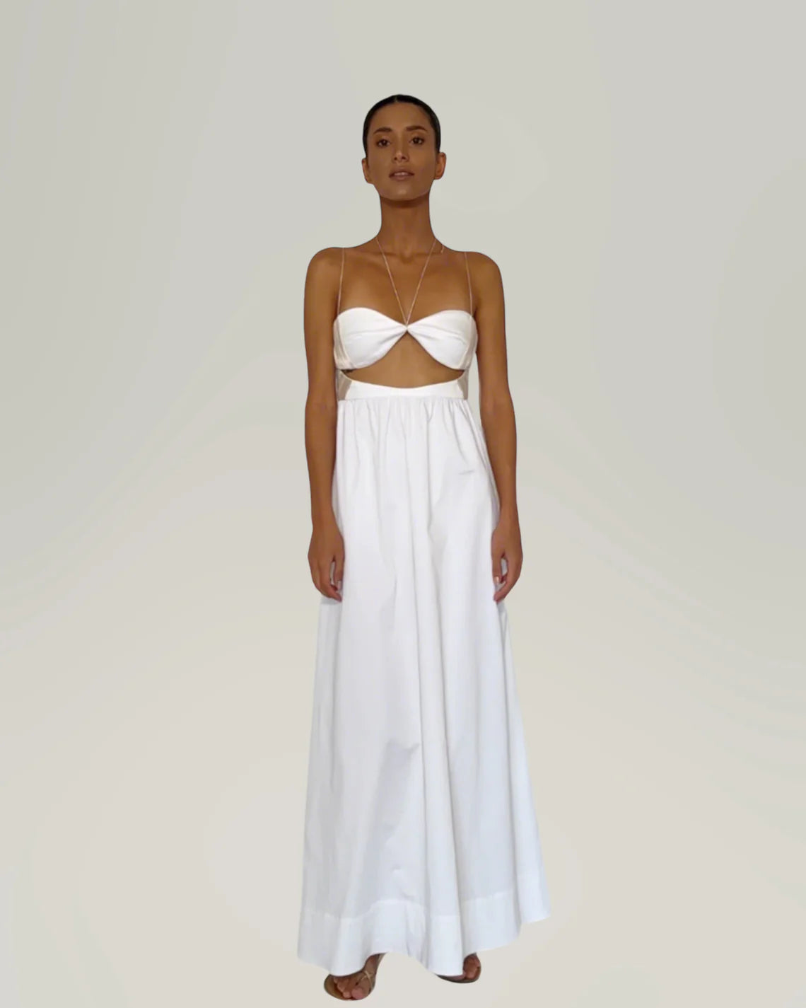 Rhea satin cotton dress white