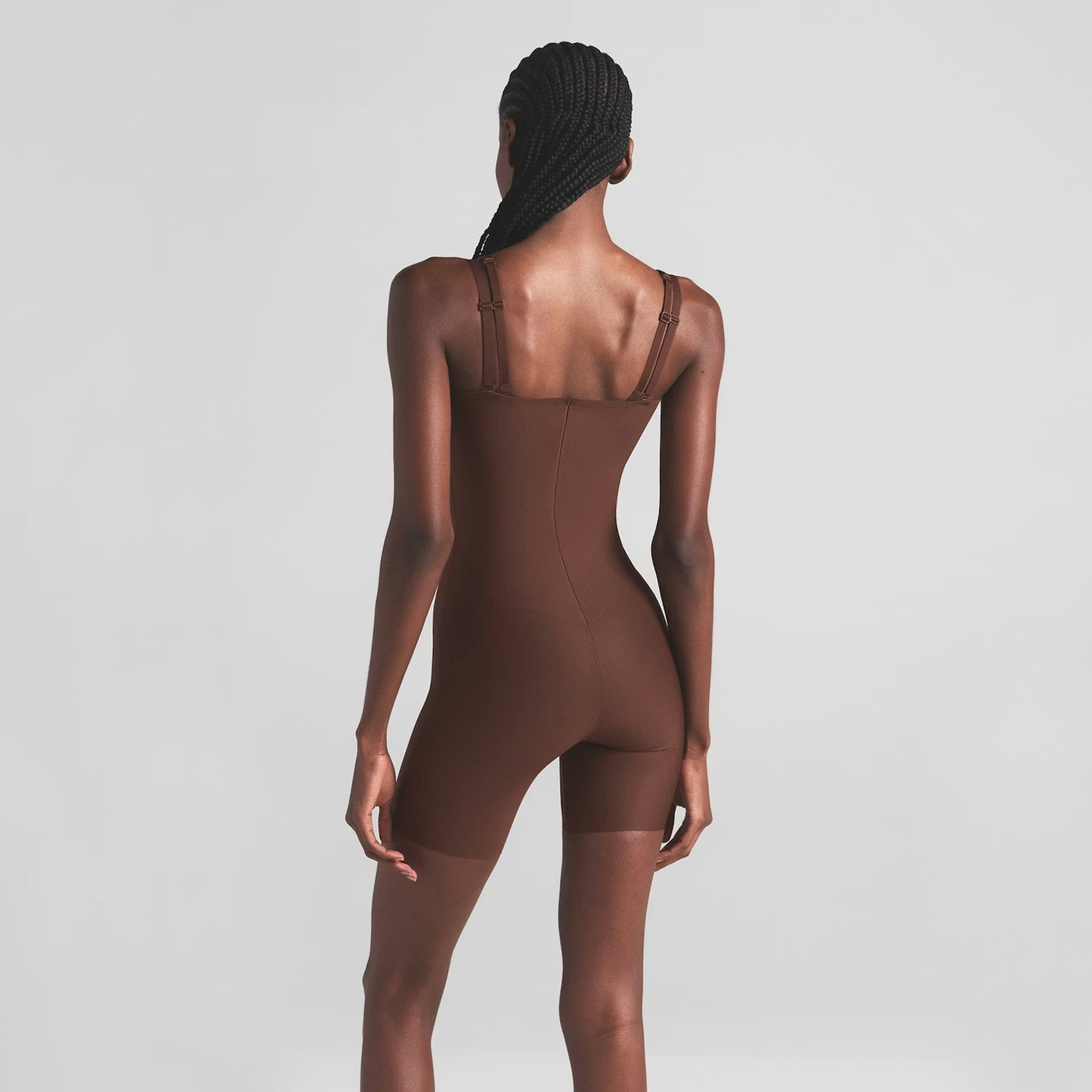 Sheer Sculpt Open-Bust Bodysuit — Cocoa