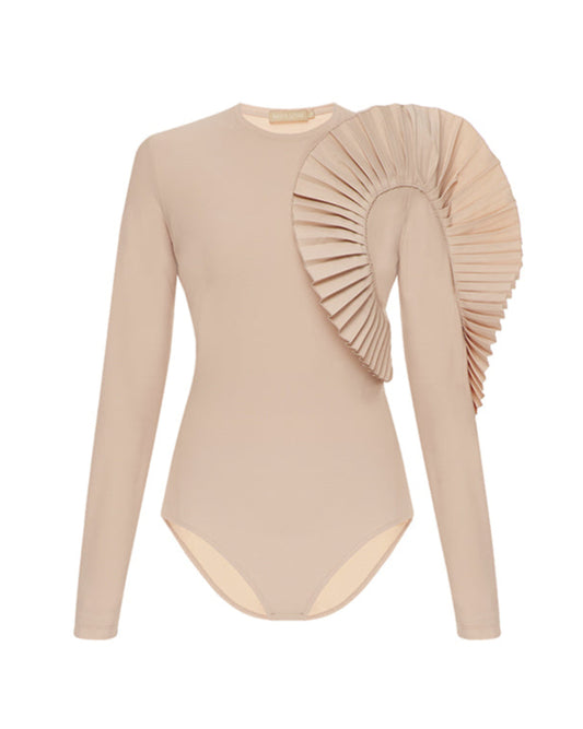 BODYSUIT WITH PLEATED DECOR