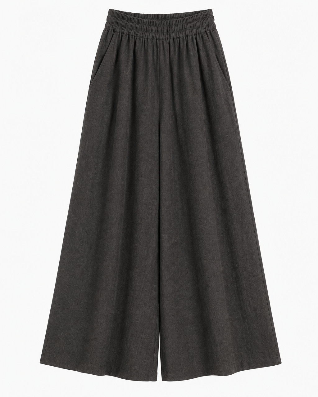 Grey Thick Linen Pants Unisex – Wide Leg High Waist Relaxed Fit Trousers