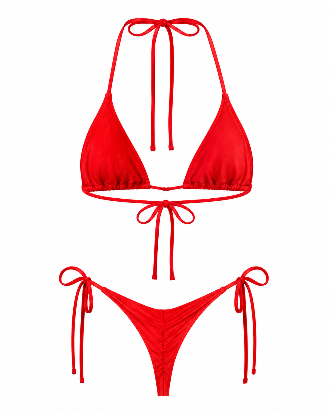 LIV Red Bikini Swimsuit – Ruched Bottom