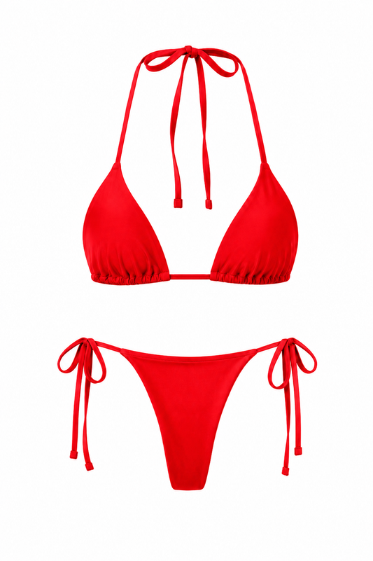 LIV Red Bikini Swimsuit – Ruched Bottom