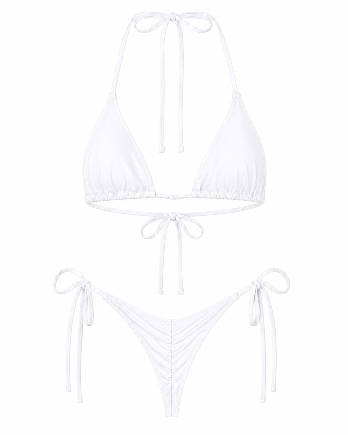 LIV White Bikini Swimsuit – Ruched Bottom