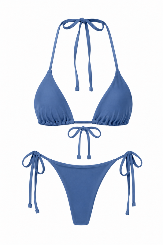 LIV Blue Bikini Set – Ruched Bottom