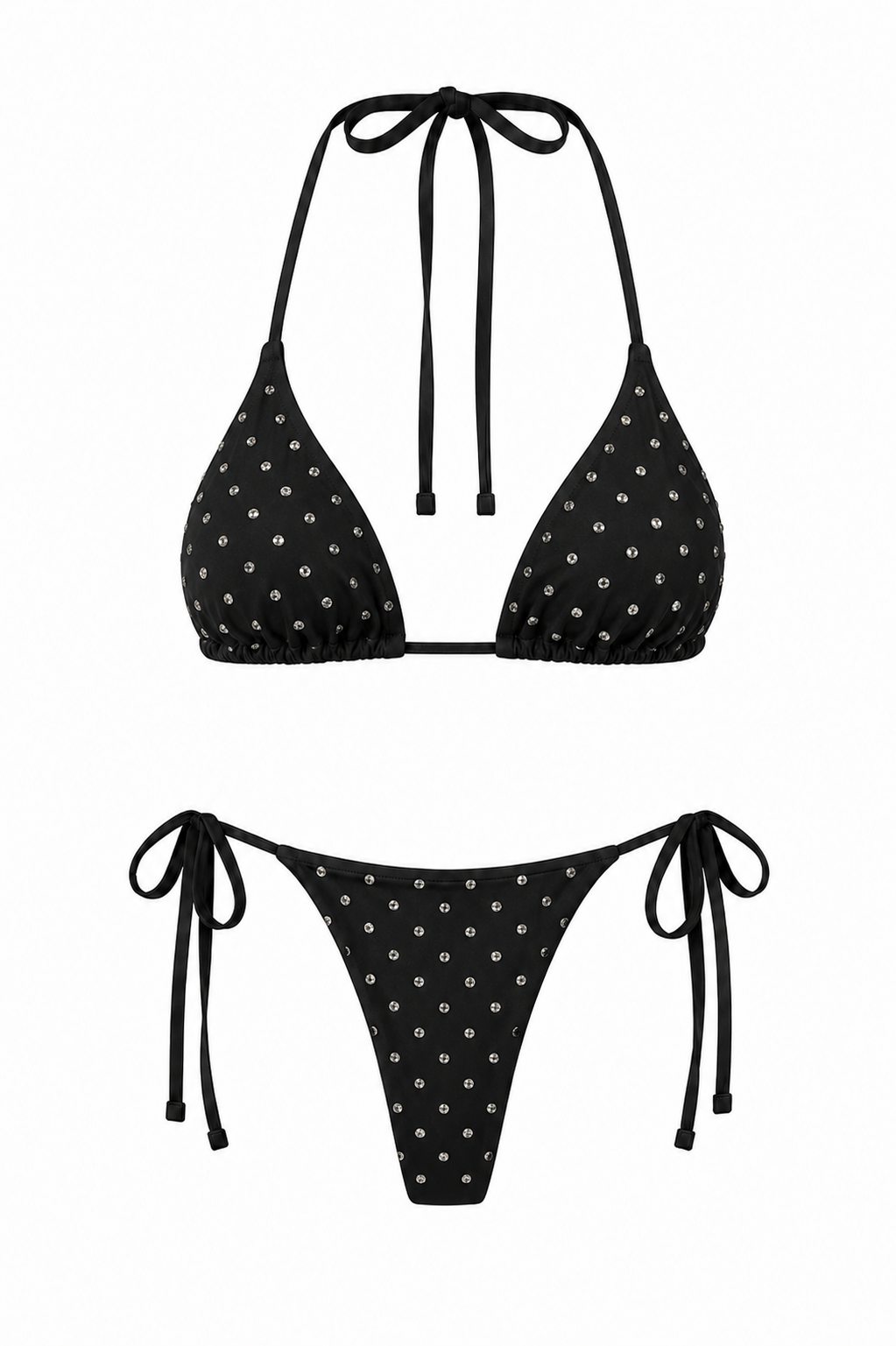 RIVA Black Bikini Swimsuit with Rhinestone Details – Classic Bottom
