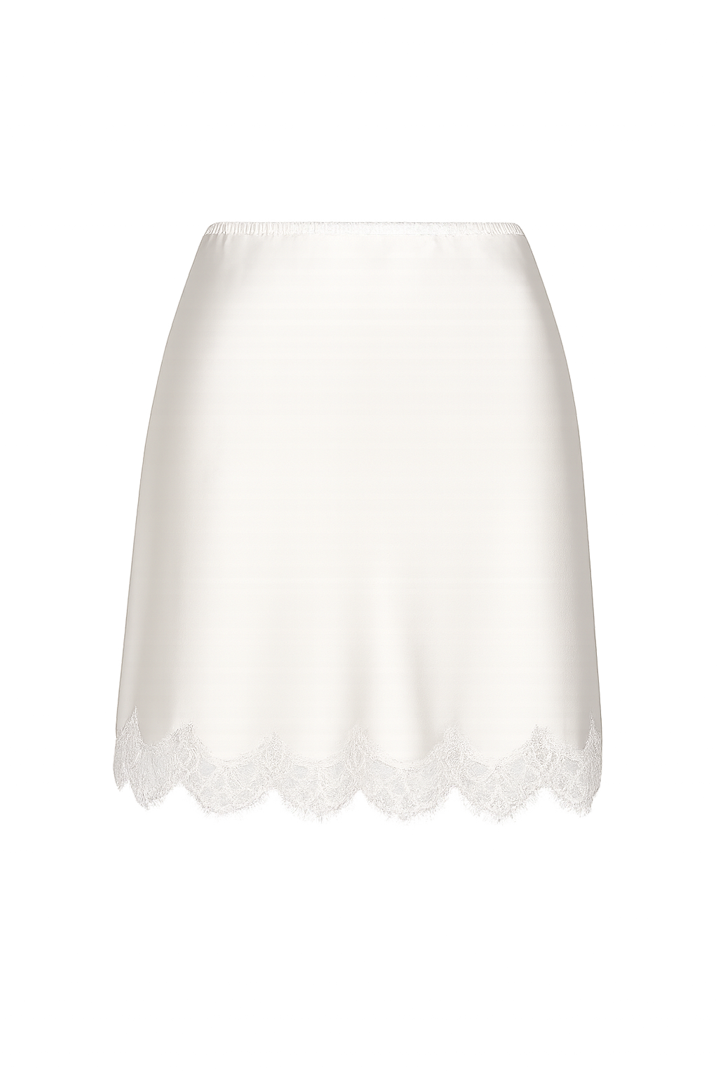 MINI SILK SKIRT WITH CHANTILLY LACE
